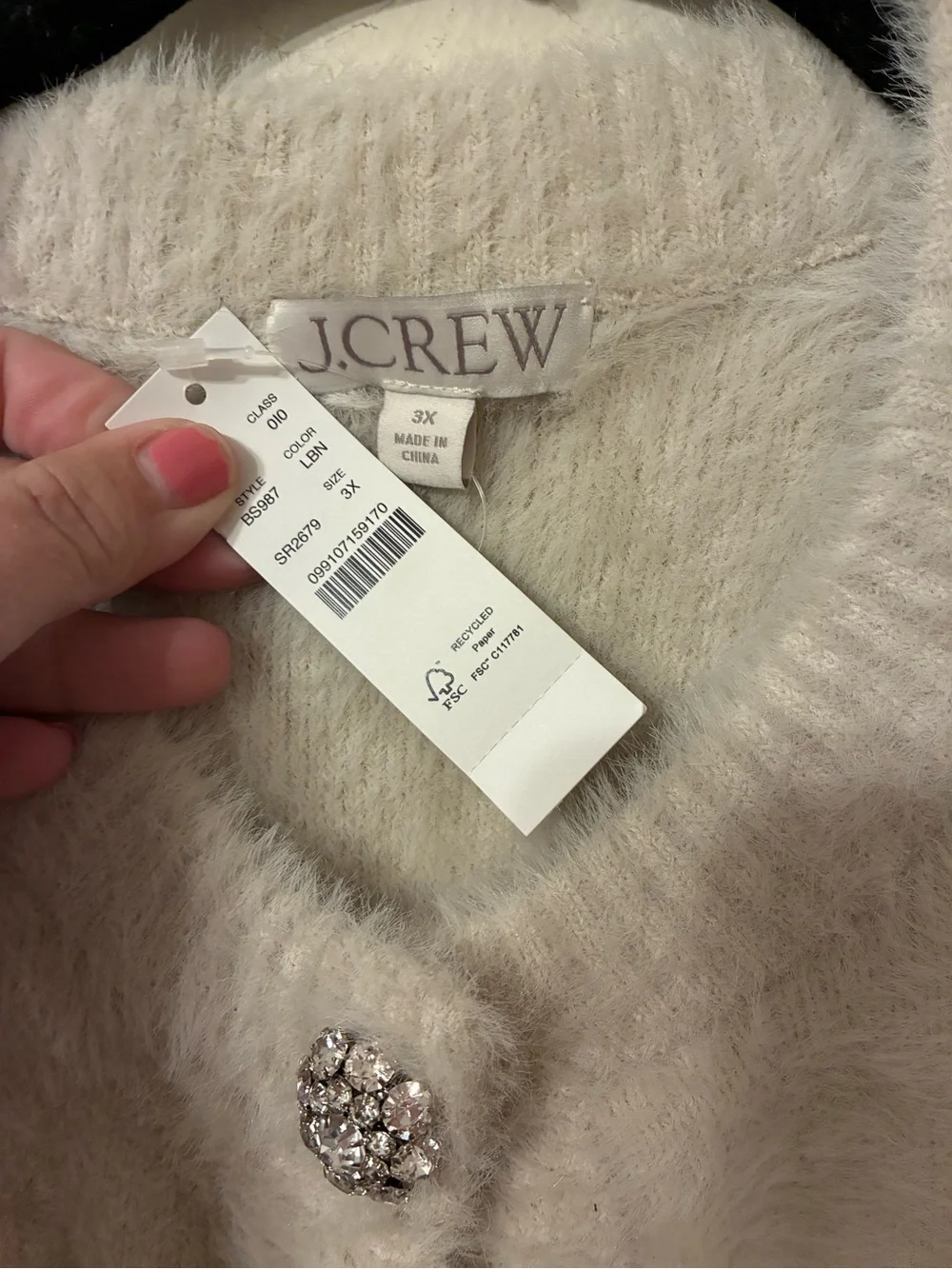 NWT J. Crew Sweater Lady Jacket in brushed yarn size 3x